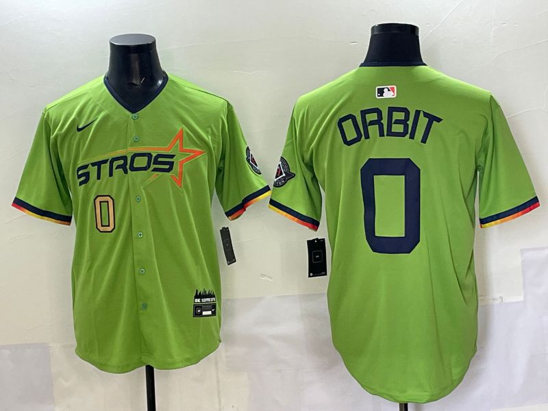 Men 2025 Houston Astros #0 Orbit Green Three generations Joint Name Nike MLB Jersey style 3